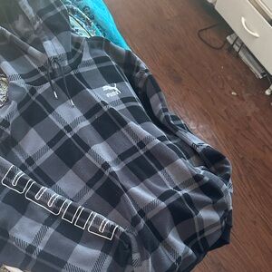 Puma Men's Gray Checkered Hoodie